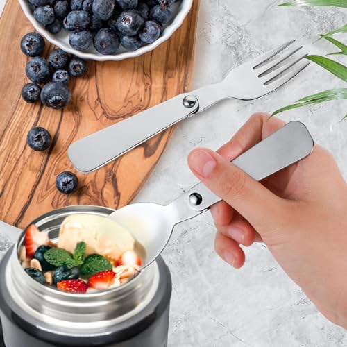 BOXOB Foldable Stainless Steel Spoon & Fork Set for THERMOS 10 Oz Food Jar - Variation 2