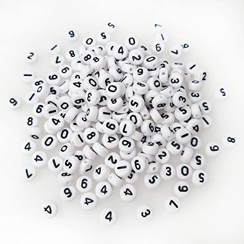 200+ White Round Acrylic Number Beads for Jewelry Making
