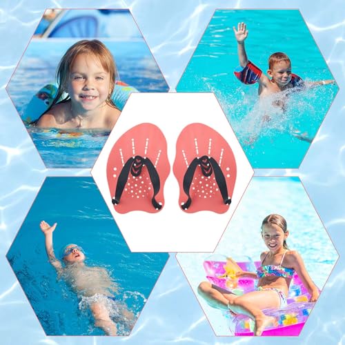 2pcs Swim Paddles Hand, Hand Paddles for Lap Swimming Training Equipment with Adjustable Straps Women Men Kids Childrens Swim Gear Accessories for Freestyle Breaststroke Butterfly