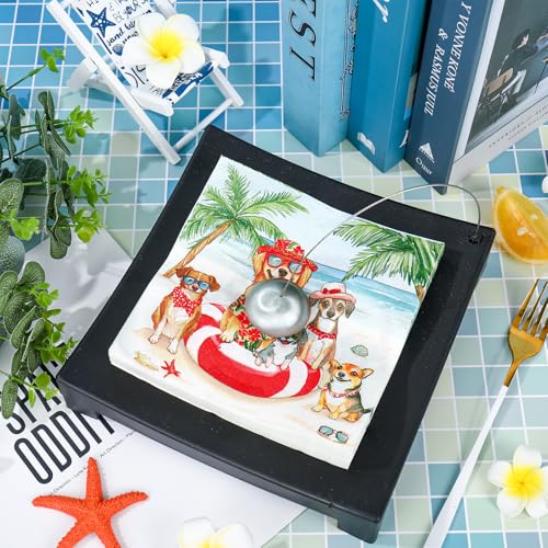 Tropical Dog Paper Napkins, 50-Count Summer Party Luncheon Napkins 6.5x6.5"