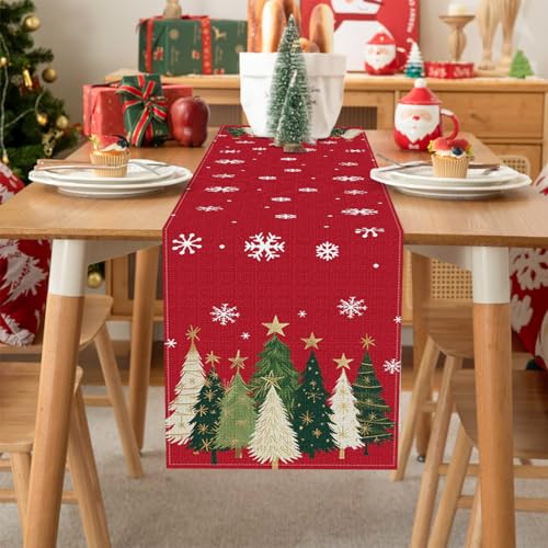 Christmas Table Runner 13x72 Inches - Red Holiday Table Decor