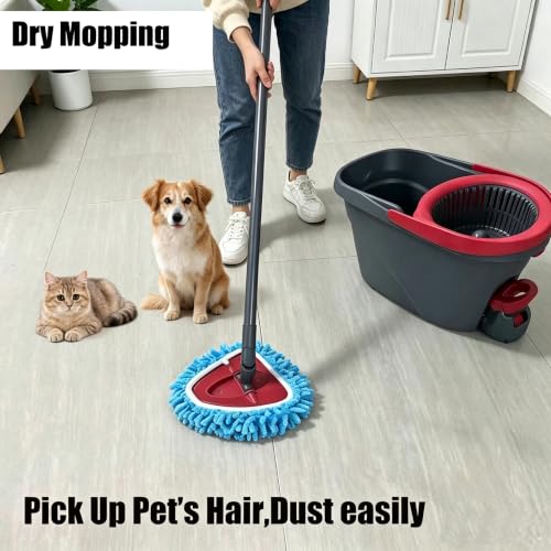 5-Pack Chenille Mop Heads Replacement for Ocedar Easywring Spin Mop - Microfiber Duster Refill