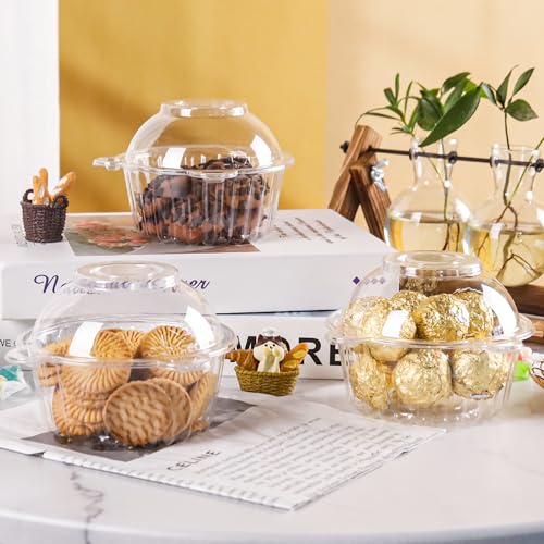 NPLUX 50 Pack Plastic Cupcake Containers with Deep Dome Design