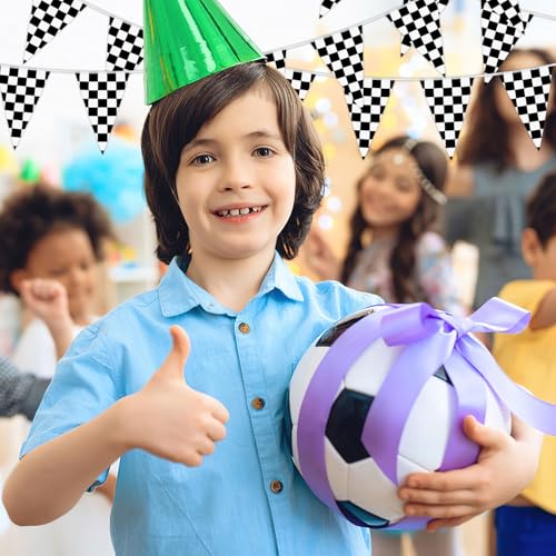 MARFOREVER 32.8 Ft Black & White Checkered Flag Banner - 24Pcs Racing Decor