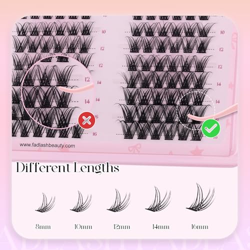 FADLASH Wispy Lash Clusters D Curl 8-16mm DIY Individual Eyelash Extensions