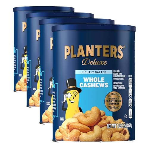 PLANTERS Lightly Salted Cashews - Protein Snack, 4 Pack