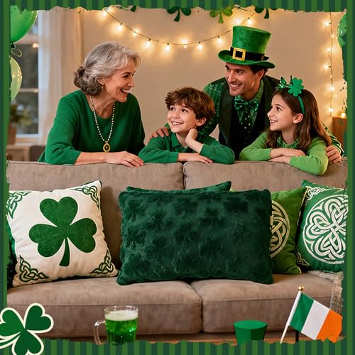 St. Patrick's Day Shamrock Pillow Cover 20x12 Inch Plush Decor