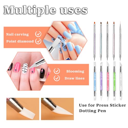 10-Piece Dual-Tipped Nail Art Brush & Silicone Carving Tool Set