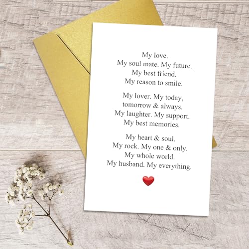 Romantic Anniversary Card for Husband - Birthday & Valentine's Gift