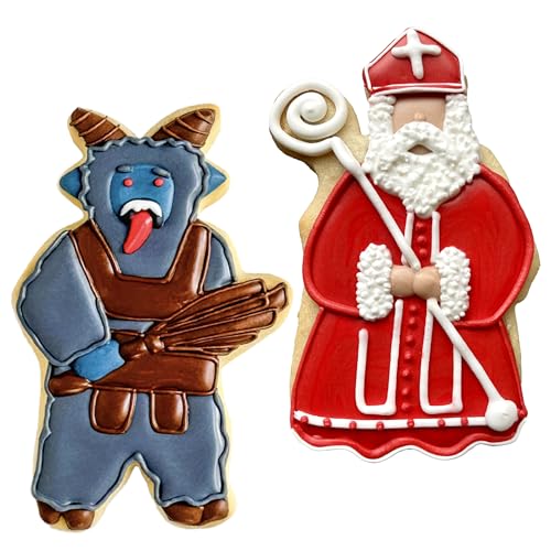 Christmas Folklore Cookie Cutter Set of 2 - Krampus & Saint Nick - Made in USA