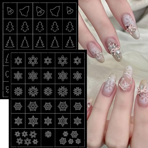 SHUXILIN 6 Sheets Christmas Nail Stencils Self-Adhesive Decals