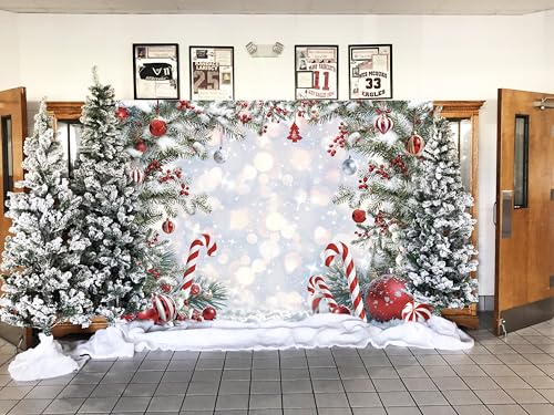 Christmas Candy Cane Backdrop 10x8FT Winter Snow Scene Photography Background
