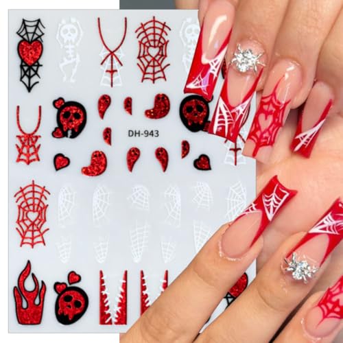 Halloween Nail Art Stickers Gothic Ghost Spider Web Decals