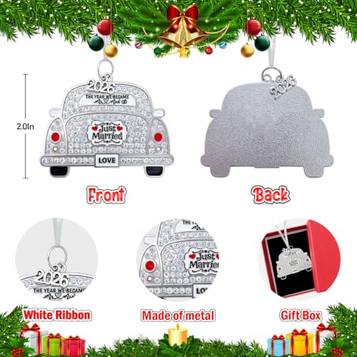 Just Married 2026 Christmas Ornament for Newlyweds - Wedding Car Pendant Gift