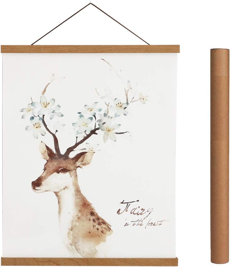 Artmag Magnetic Poster Hanger Frame - Light Wood Design for 24x36, 24x32, 24x18 Canvas Prints | Teak Wood Finish