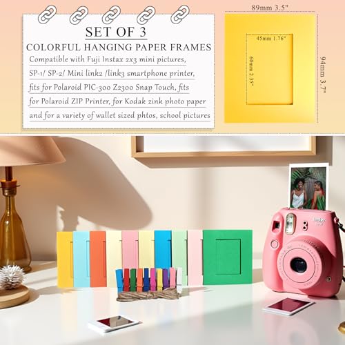 30pcs Paper Hanging Photo Frames for 2x3 Instax Mini Film with Clips