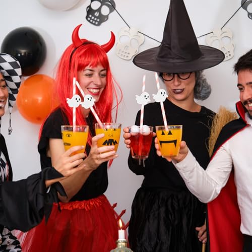 24 Pink Halloween Straws - Eco-Friendly Party Decor