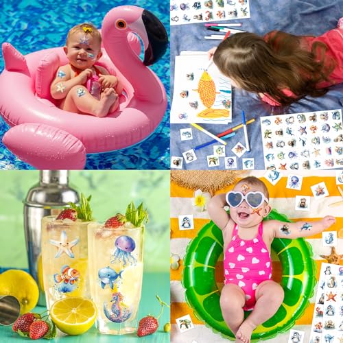 Fancy Land 140 Sea Creature Temporary Tattoos for Kids Ocean Party Favors