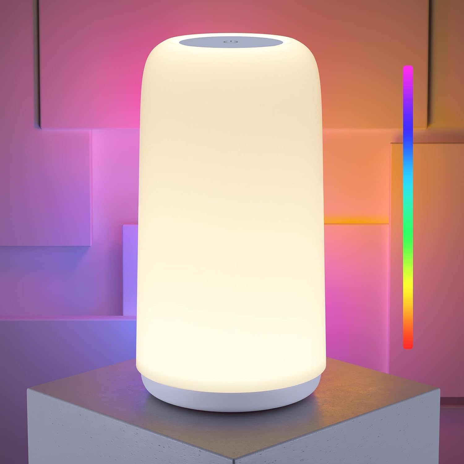 ROOTRO Touch Bedside Table Lamp - Sleek RGB Design | 3-Way Dimmable LED Nightstand Light for Bedroom & Living Room