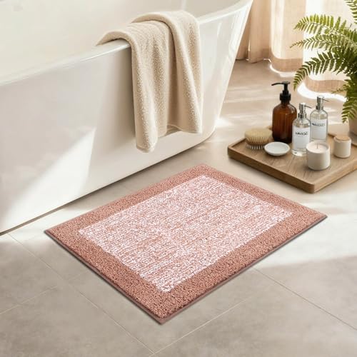 Pink Non-Slip Bath Mat 24x17 for Bathroom - Soft & Absorbent