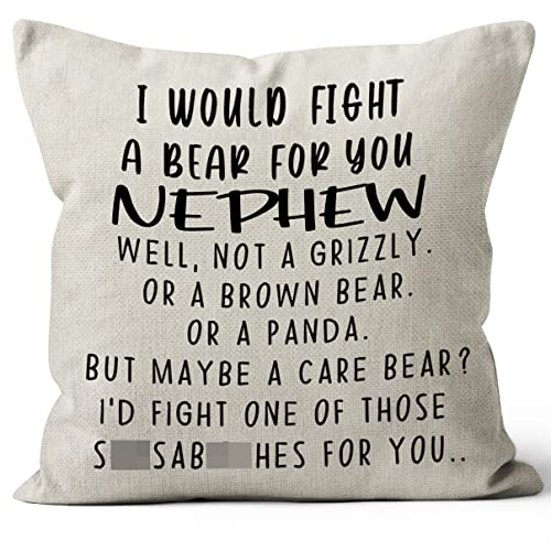 Nephew Gifts Pillow Cover - Funny 18x18 Decorative Cushion Case