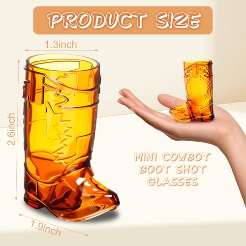 Cowboy Boot Shot Glasses - 12 Pcs 1 Oz Mini Plastic Brown Boot Cups