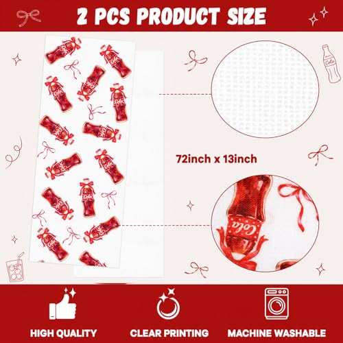 Gisgfim Red Bow Dirty Soda Bar Table Runner - 2 Pcs Flax Party Decor