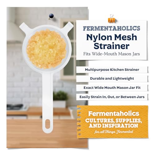Fermentaholics Nylon Mesh Strainer for Wide Mouth Mason Jars - 2 Pack, Versatile Kitchen Tool for Kefir, Kombucha, Tea, and Juicing