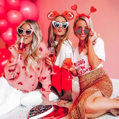 Valentine Heart Headband and Glasses Set - Red Sequin Outfit Accessory