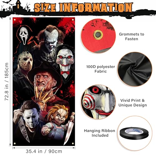 Halloween Horror Movie Door Cover Banner - Spooky Indoor & Outdoor Decor