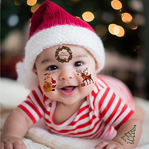 Hohamn Christmas Temporary Tattoos for Kids - 6 Large Sheets Party Favors