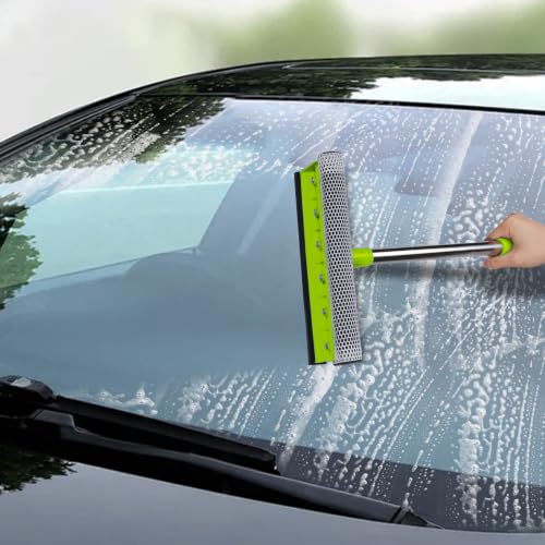 Retractable Stainless Steel Window Squeegee & Shower Glass Cleaner - 2-in-1 Car & Home Glass Tool