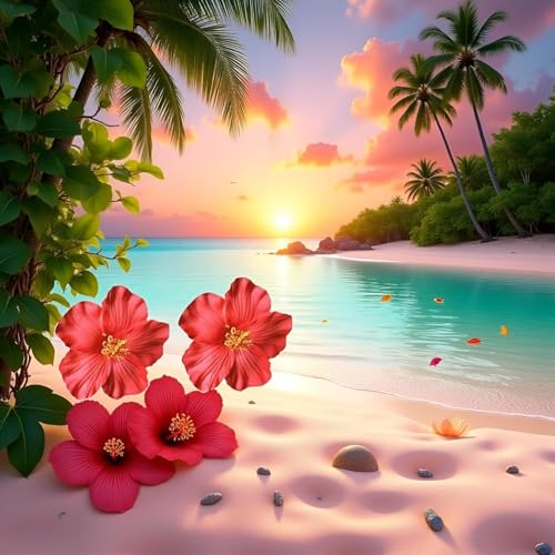 Red Hawaiian Flower Hair Clip 2-Piece Set for Tropical Beach & Wedding