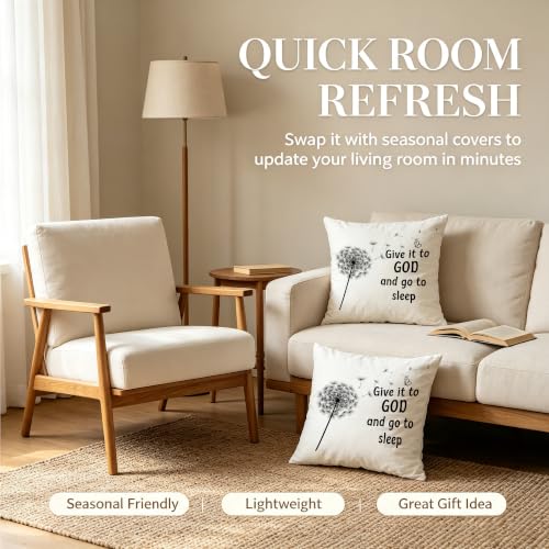 Dandelion Throw Pillow Cover - 'Give it to God' 18x18
