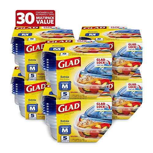 GladWare 25 Oz Food Storage Containers, Medium Square, 5 Count