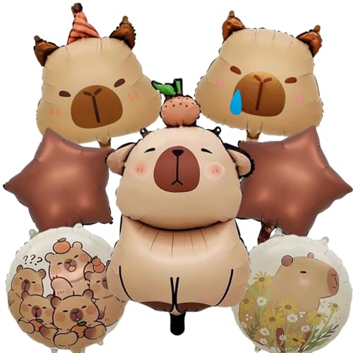 7PCS 24-Inch Capybara Foil Balloon Set for Birthday Party Decorations