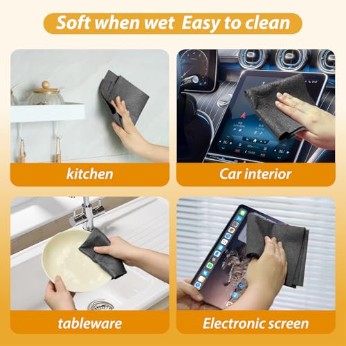 DyPinYise 8PCS Black Reusable Microfiber Cleaning Cloths - Thickened, Streak-Free