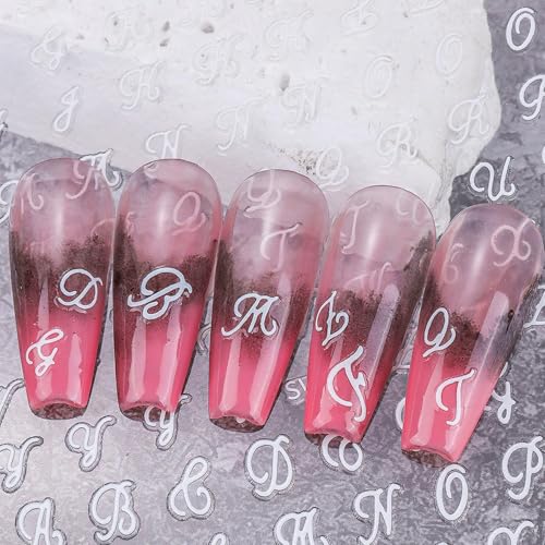 CHANGAR Retro Letter Nail Art Stickers, 6 Sheets Old English Decals