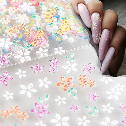 30 Sheets Floral Nail Art Stickers 3D Self-Adhesive Flower Decals