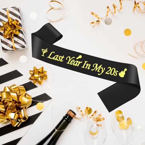29th Birthday Sash - Black Satin with Rose Gold Foil - Perfect Gift