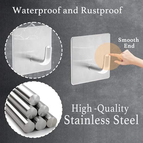 Heavy-Duty Self-Adhesive Stainless Steel Coat Hooks - 4 Pack
