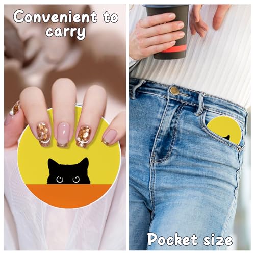 Black Cat Compact Mirror - Dual Sided 1x/2x Magnifying Pocket Mirror