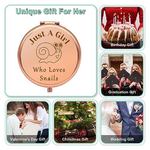 Snail Lover Compact Travel Makeup Mirror Funny Animal Gift for Women