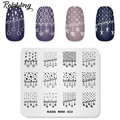 Rolabling Star Moon Heart Nail Stamping Plate Stainless Steel Manicure Stencil
