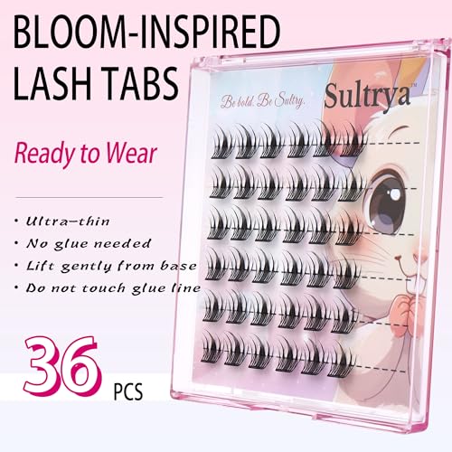 Sultrya Self-Adhesive Lash Clusters - 36 PCS Wispy DIY Eyelash Extensions (9-12mm)