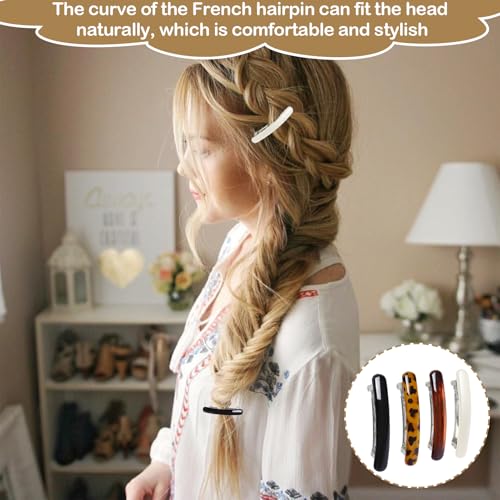 Nouiseuns Tortoise Shell Hair Barrettes 4-Pack French Hair Clips for Women