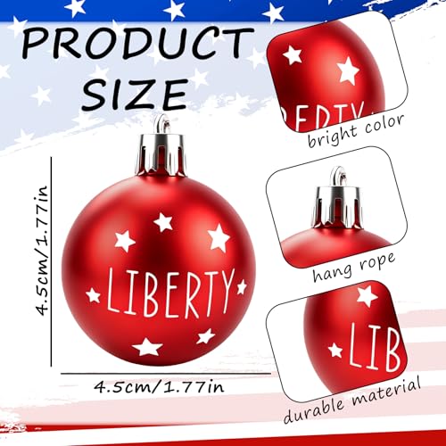 12 Pcs 4th of July Patriotic Ball Ornaments - Red, White & Blue Decor