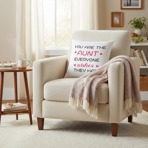 Personalized Aunt Throw Pillow Cover - 18x18 Inch Gift
