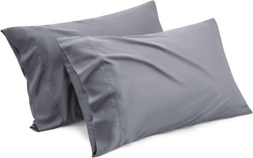 Bedsure Silver Grey Satin Pillowcase - Luxurious Hair & Skin Care | Queen Size Bundle