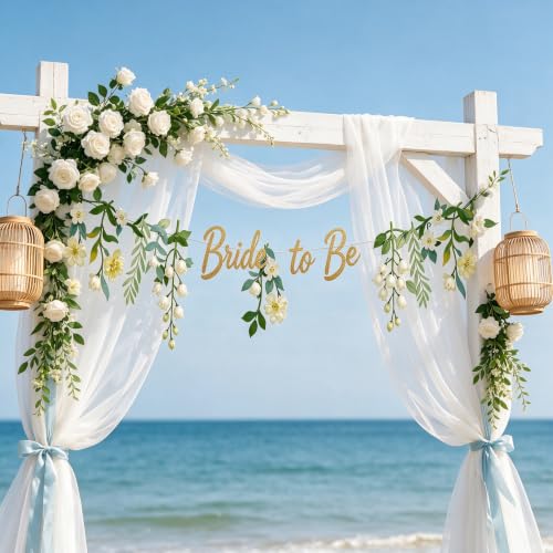 Bride to Be Floral Banner - Gold Glitter Bridal Shower Decor